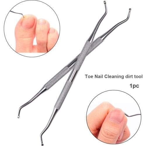 1PC Useful Stainless Steel Ingrown Toe Paronychia Pedicure Double Head Nail Lifter Foot Nail Dirt Cleaning Spoon Manicure Tools