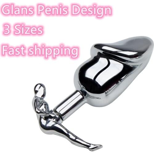 Metal Butt Plug Large Penis Design Anal Dildo Plug Set Men Sex toys woman Small