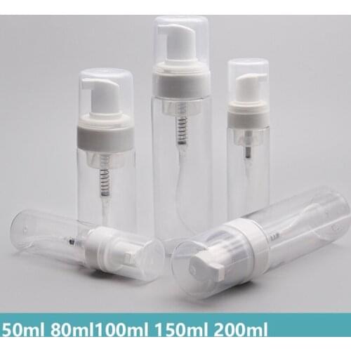 50ml / 80ml / 100ml / 150ml / 200ml reusable transparent plastic foaming soap dispenser small mini travel pack empty bubbler