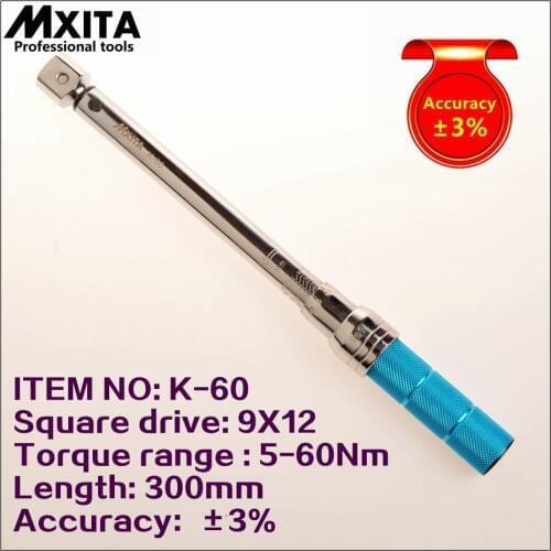 MXITA 9X12 5-60Nm Accuracy 3% High precision professional Adjustable Torque Wrench car Spanner car Bicycle repair hand tools