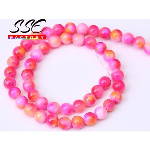 Natural Stone Pink Colorful Persian Jades 6 8 10 12mm Round Beads For Jewelry Making Gift DIY Bracelet Necklace 15" Wholesale
