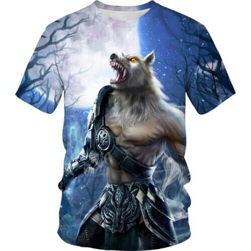 2020 summer new mens T-shirt 3D printing T-shirt movie monster pattern childrens T-shirt parent-child wear material soft and c