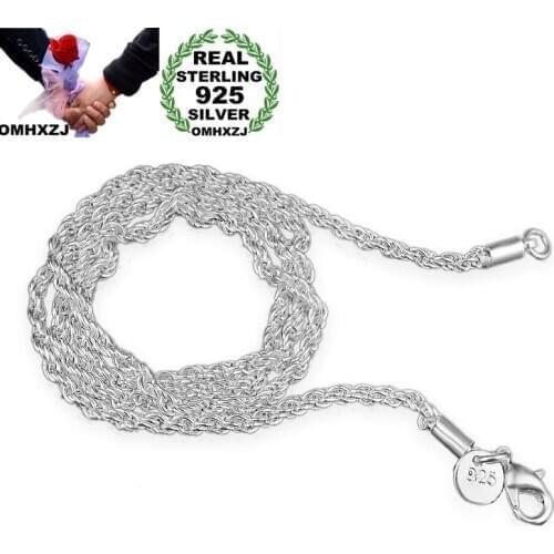 OMHXZJ Wholesale Personality Fashion OL Woman Girl Party Gift Silver 3MM Rope Chain 925 Sterling Silver Chain Necklace NC189