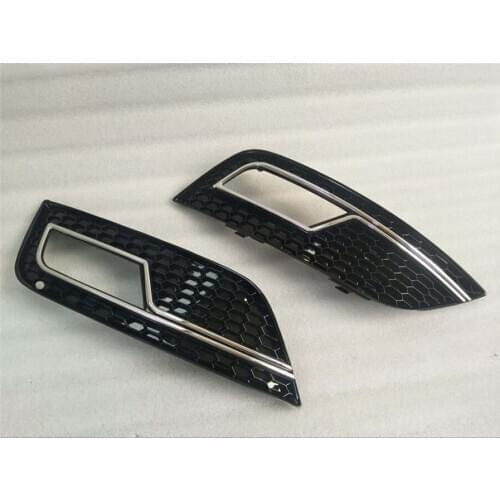 A pair of front lower bumper fog lamp cover grille, suitable for Audi A4 S-Line S4 13-15 Black auto parts