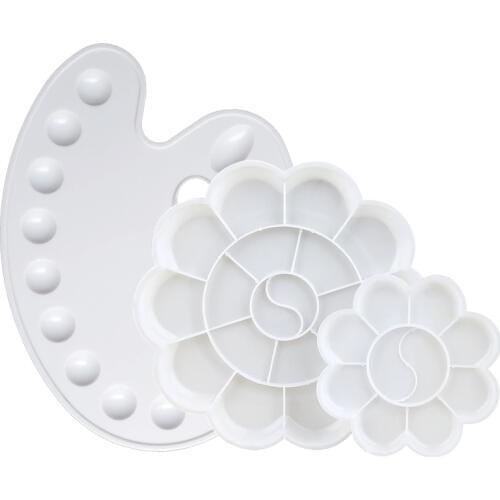 Plastic Round/Oval Palette Art Drawing Tray Color Palette White Painting Pallet for Watercolor/Gouache/Chinese Painting Supplies