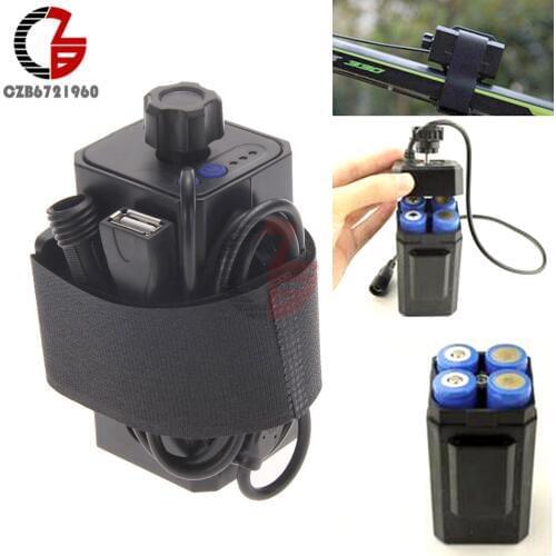 Portable 4 x 18650 Lithium Battery Case Waterproof 18650 Battery Box with USB DC Jack for Power Bank LED Bicycle Light Bike Lamp