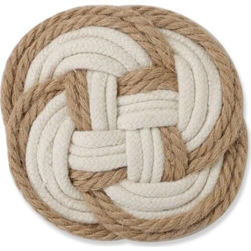 Practical coaster and bowl mat Woven Cotton Thread Jute Table Mat Dining Table Placemats Round Insulation Pads Cup Coaster