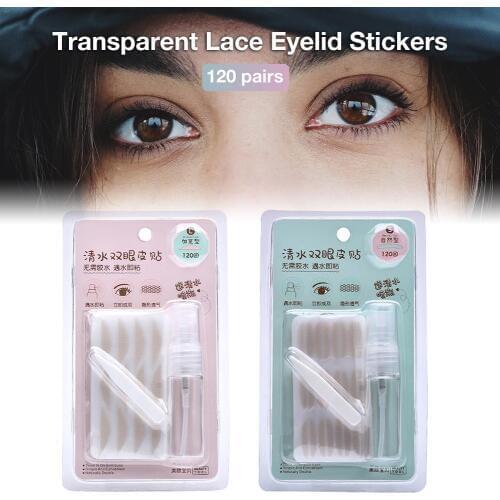 240Pcs Transparent Lace Invisible Eyelid Stickers Mesh Beauty Eye Paste For Girl Big Eyes Make Up Sticker Eyelid Tape Tools