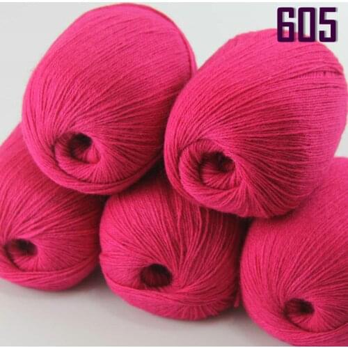 Sale New 5 X50g Balls High Quality 100% pure cashmere luxury warm soft hand knitting Yarn 233-605-5 Berry Pink