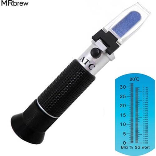 Brix Refractometer,Beer Wort and Wine Meter , Dual Scale - Specific Gravity 1.000-1.120 and Brix 0-32% Beer Alcoholometer Tools