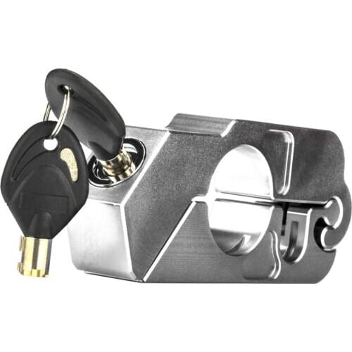 Silver Universal CNC Aluminum Motorcycle Handlebar Lock Anti-Theft Security