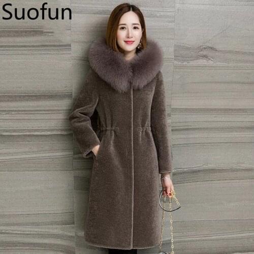 Suofun Fur Coats With Collar