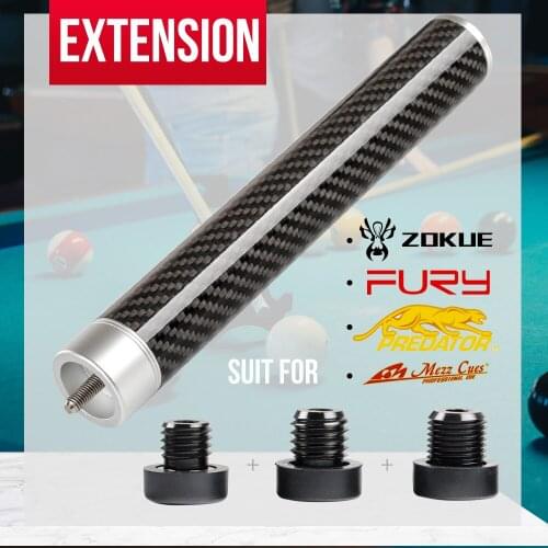 ZOKUE Billiard Extension Carbon Fiber Extension Billiard Accessories for ZOKUE MEZZ FURY PREDATOR with 3 Bumpers Extender