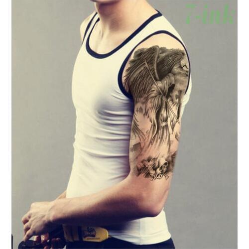 Waterproof Temporary Tattoo Sticke skull grim God of Death tattoo Water Transfer Fake Flash tattoo large size for man woman