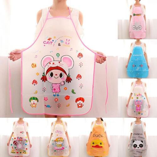 Chef Kitchen Anti-oil Aprons Cooking Lovely Cartoon Apron Sleeveless Waterproof Kitchen Cooking Waist Bib Creative Women Apron