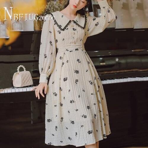 2021 Spring New Slim Temperament Women Dress Long Sleeve Retro Female Dresses