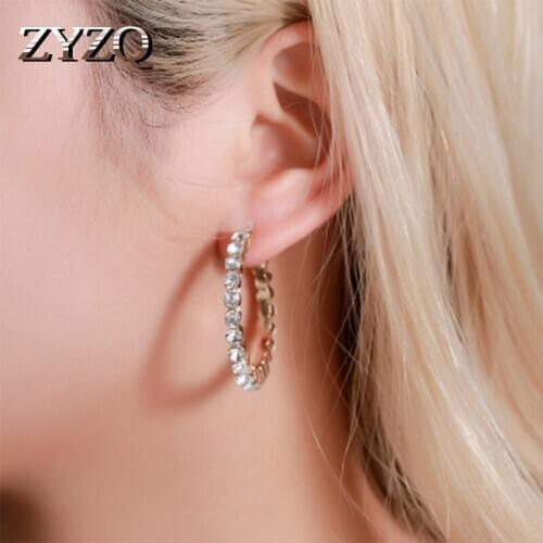 ZYZQ Fashion Luxury Hyperbole Hoop Earrings For Women Popular Party Accessories Earring With Dazzling Stone Setting Wholesale