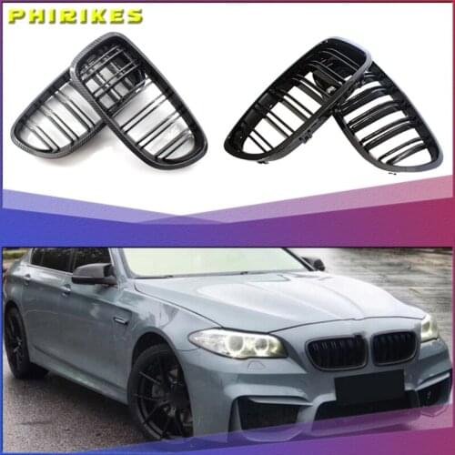 1 Pair 5 Series F10 front grill Glossy Black Front F10 Grille For BMW F10 black grill Matte Dual Slat Car Grills 2010