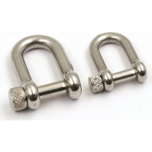 1 pcs Stainless Steel Carabiner D Bow Shackle Fob Key Ring Keychain Hook Screw Joint Connector Buckle Solid Metal 2 Size