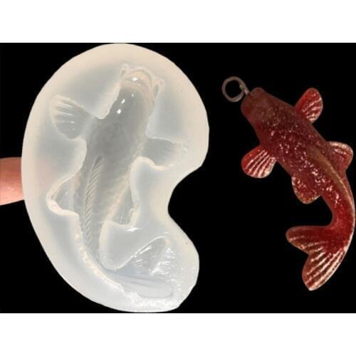 1pcs Three-dimensional carp Liquid silicone mold DIY resin jewelry pendant necklace pendant mold resin molds for jewelry