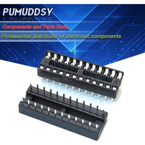 10PCS DIP-24 Square Hole 24 Pins 2.54MM DIP24 IC Sockets Adaptor Solder Type IC Connector