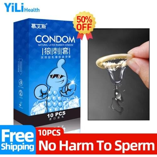 10pcs Condoms With Spikes For Men Long Lasting Intimate Safer Condom Sex Products Natural Rubber Latex Penis Sleeve