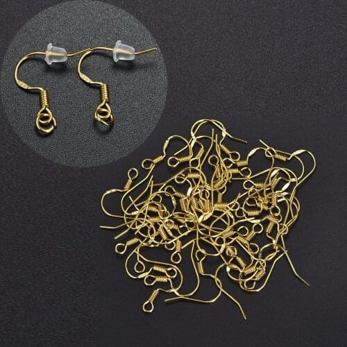 100pcs Tone Findings French Earring Hooks DIY Jewelry Making UV Epoxy Resin Mold Glue Gold Silver Open Ring Earrings Accessories