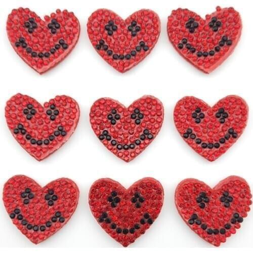 2.5*2.3CM Diamond Smile Heart Patches Appliques For Craft Shoe Bag Decoration DIY Hair Clip Accessoriess