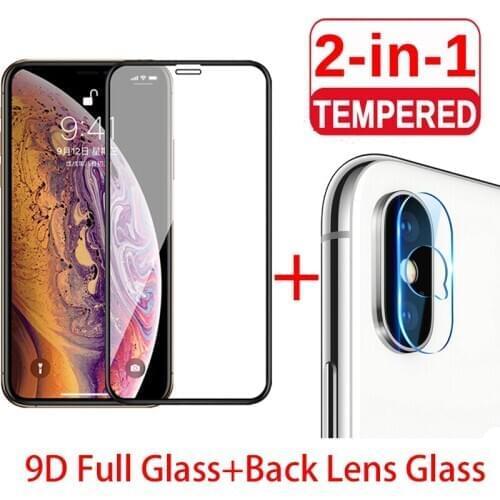 2in1 Black Protective Glass for iPhone 7 8 6 6S Plus Camera Screen Protector for iPhone X XR XS 11 Pro Max Glass on iphone 7 8 X
