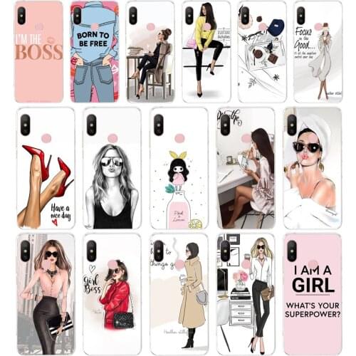 35 Girl Boss Pink Women Cartoon gift Soft Silicone Tpu Cover phone Case for Xiaomi Redmi 6 8 8a Note 8 Pro 8t case