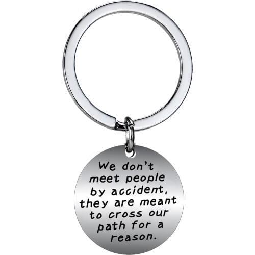 36PCs We Don't Meet People By Accident Keyrings Round Pendant Stainless Steel Charm Keychains Colleague Best Friend Jewelry Gift
