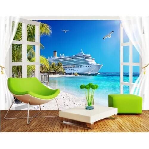 3d photo wallpaper custom mural Bali Yacht 3D Window View tv background wall home decor living room wallpaper for walls 3 d