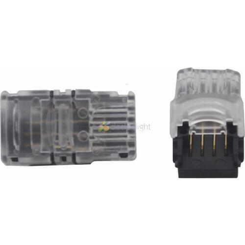 5pcs RGB LED Strip Connector 4 Pin 5050, 10mm Colorful LED Tape Light Connector for Waterproof IP65 Strip to controller Use