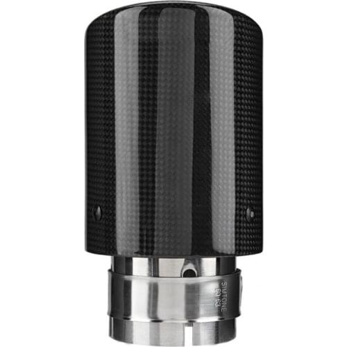 Car Muffler Exhaust Carbon Fiber Style Car Modified Single Outlet Exhaust Pipe Muffler Tip Tail Throat 63-89mm