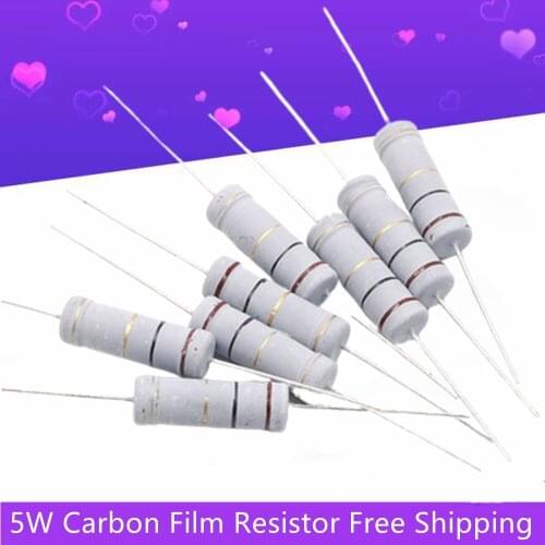Free Shipping 2/3Day 5W Carbon Film Resistor 121 Kind Full Ohm Resistance Electronic Resistors Assorted 1K 4.7K 10K 100R 220R
