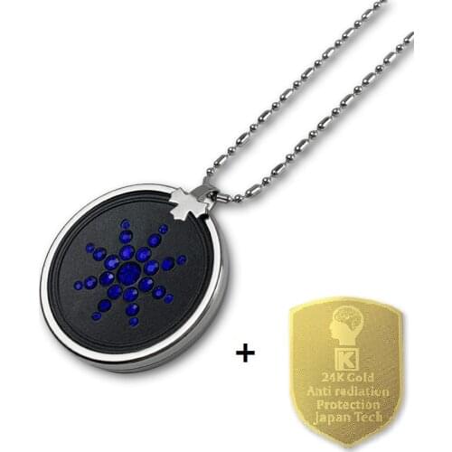 Bio Scalar Charm Health Pendant Necklace for Women Men with 6 Pieces Anti EMF Mobile Stickers