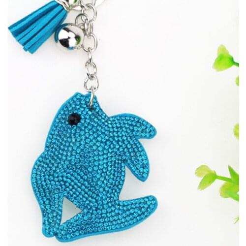 Lucky Fish Crystal Rhinestone Keyrings Key Chains Holder Purse Bag For Car christmas Gift Keychains Jewelry llaveros