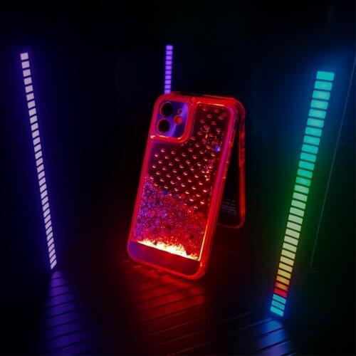 New 2021 Dynamic Glitter Liquid Love Heart Quicksand Fine Hole Camera Phone Case For Iphone X XR XS 11 12 7 8 SE Plus Mini MAX