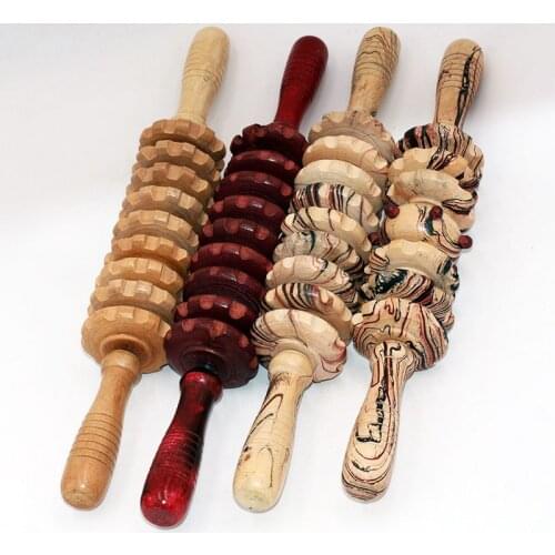 Wooden belly back massage stick back roller massager