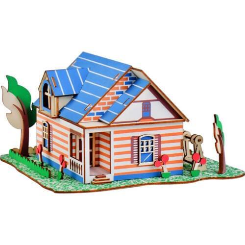 Baby Assembling Hand Work Educativo Brinqued Kids 3D Wooden DIY Houses Jigsaw Children Castle Construction Pattern Puzzle Toys