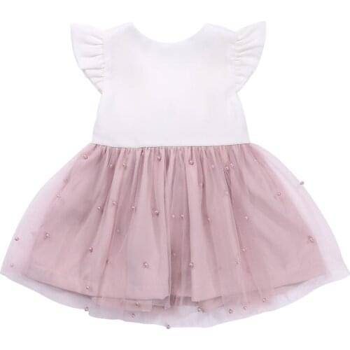 Toddler Newborn Baby Kid Girls Tutu Princess Dress Pearl Party Dresses Wedding Birthday Valentines Day Dresses For Girls 6M-5Y