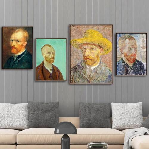 Home Decoration Print Canvas Art Wall Pictures Poster Canvas Paitings Netherlandish Vincent Van Gogh Self-portrait Later stage