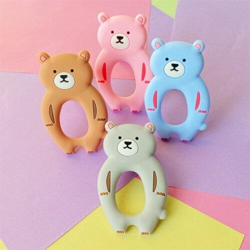 1pcs Bear Silicone Baby Teether Rodent Baby Teething Toys Chewable Animal Shaped Baby Products Nursing Gift DIY Pendant