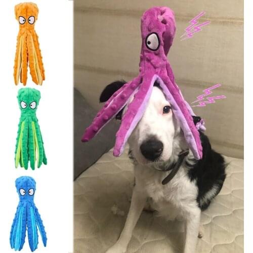 8 Legs Plush Octopus Dog Squeaky Toy for Small Large Dogs Interactive Dog Squeakers Toys Sounder Sounding Paper French Bulldog