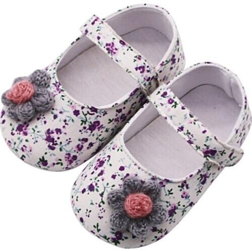 Baby Shoes Baby Girl Breathable Floral Print Anti-Slip Shoes With Flower Casual Sneakers Toddler Soft Soled First Walkers