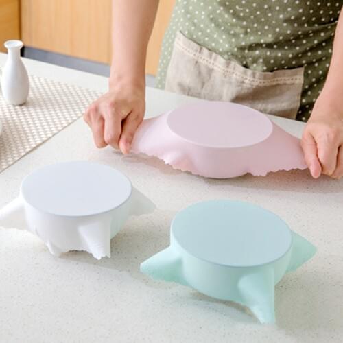 4Pcs Food Wrap Cover Microwave Available Universal Silicone Reusable Refrigerator Food Storage Saran Wrap Cling Film Kitchen