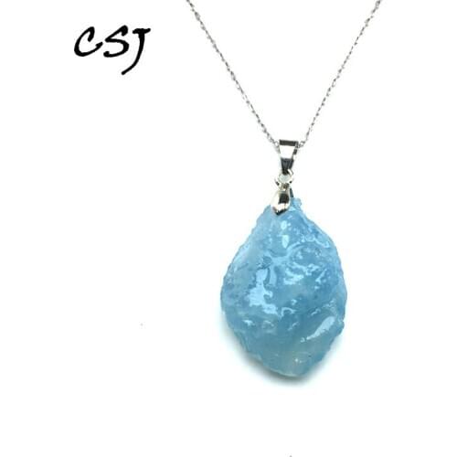 CSJ Natural Raw Tourmaline Pendants Irregular Gemstone Fine Jewelry Necklace For Women Wedding Party Gift With Box Random Ship