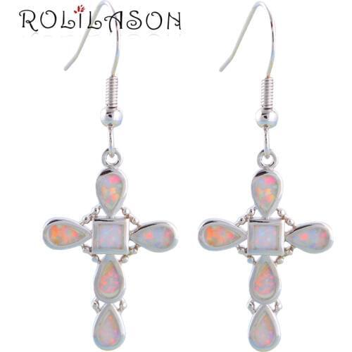 Brand Wholesale & Retail High quality White Fire Opal Silver Stamped Drop Earrings for women Opal Fashional Jewelry OE331