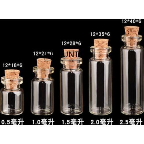 Mini Transparent Bottles With Cork Stopper Capacity For 0.5ml 1ml 1.5ml 2ml 2.5ml 4ml 5ml Glass Jars Wishing Bottle Gifts F1756