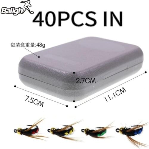 40Pcs/Set Fly Fishing Lure Box Set Wet Dry Nymph Fly Tying Material Bait Fake Flies for Trout Fishing Tackle